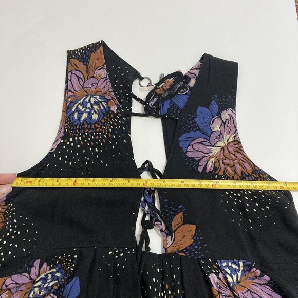 Free People Lovely Day Printed Tunic Dress Size S Black Sleeveless Boho Style - Picture 7 of 11
